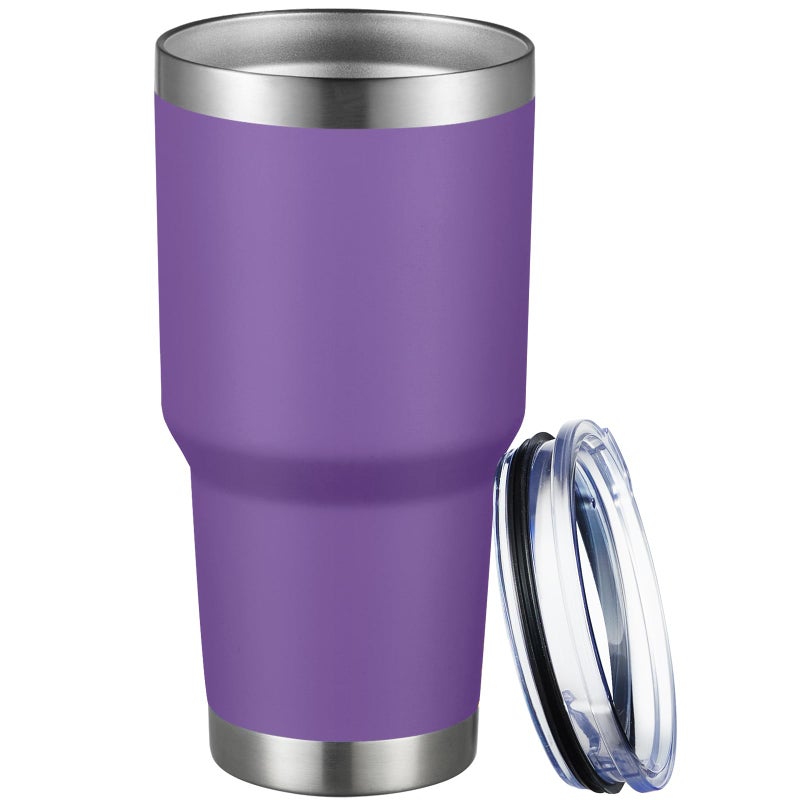 MEWAY 30oz Tumbler Double Wall Vacuum Insulated Travel Mug, Stainless Steel Tumbler with Lid, Durable Powder Coated Insulated Coffee Cup for Cold & Hot Drinks (Purple,1 PACK) - Image 1